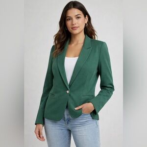 Autres Filles Suit Jacket Blazer XL Large Forrest Green Crystal Buttons Holiday